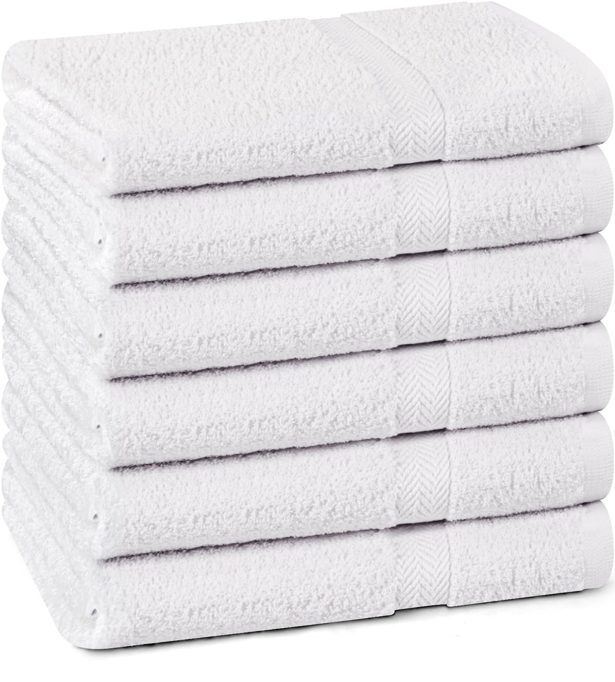 T&L Towel and Linen Mart 6-pack towels, white, front view, ideal bath or guest-room coverage