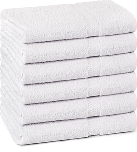 T&L Towel and Linen Mart 6-pack towels, white, front view, ideal bath or guest-room coverage