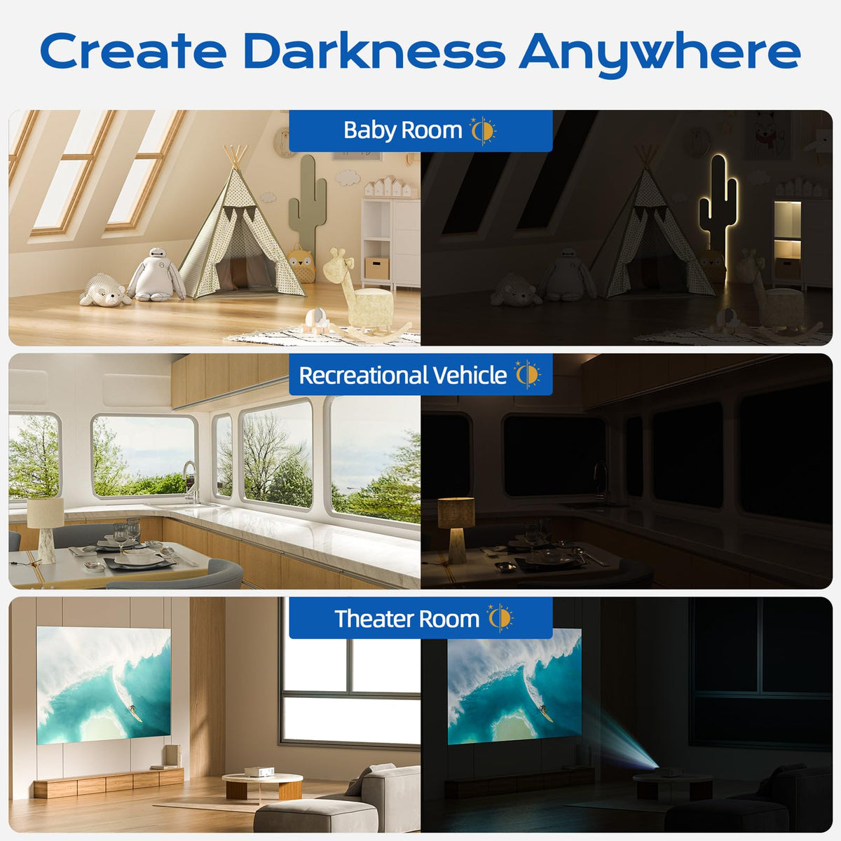 Tlany waterproof privacy shades resist moisture while keeping rooms dark and secure
