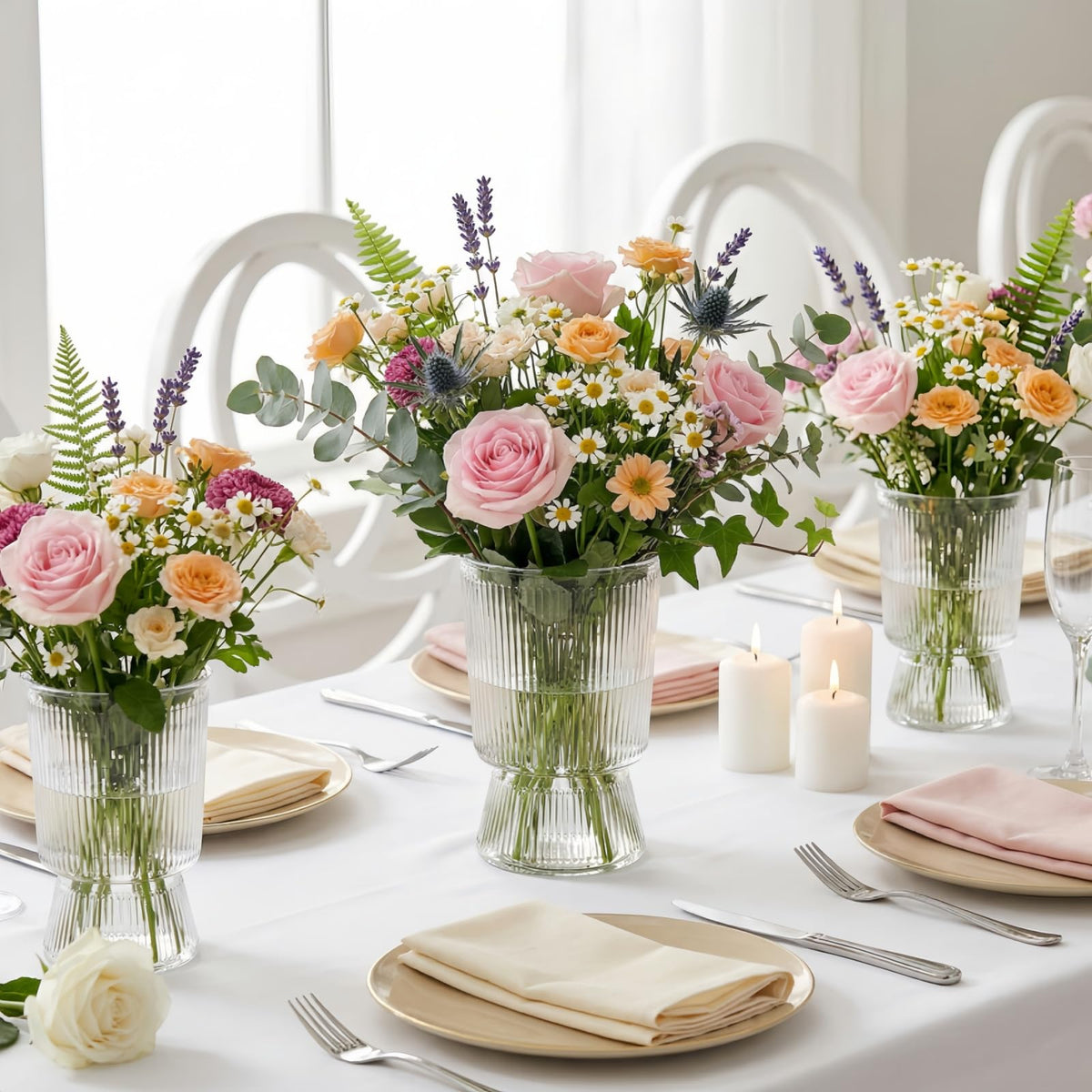 Tlence plastic flower vase designed for tulips and roses display
