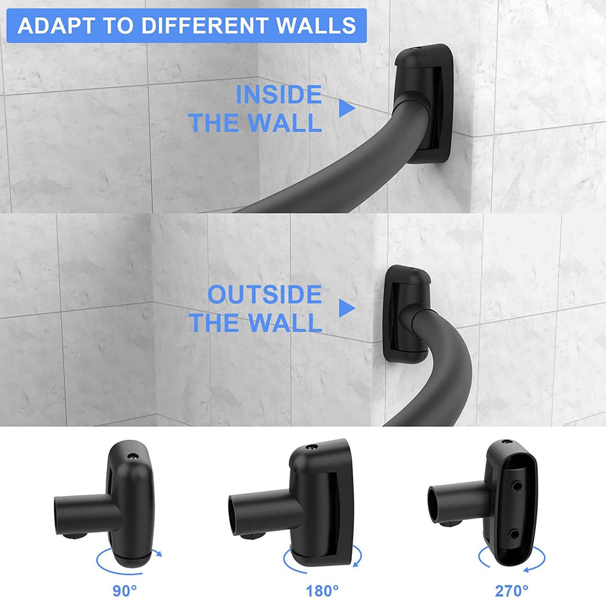 Tlooe curved-rod three-dimensional-look adds depth and visual interest to your bath.