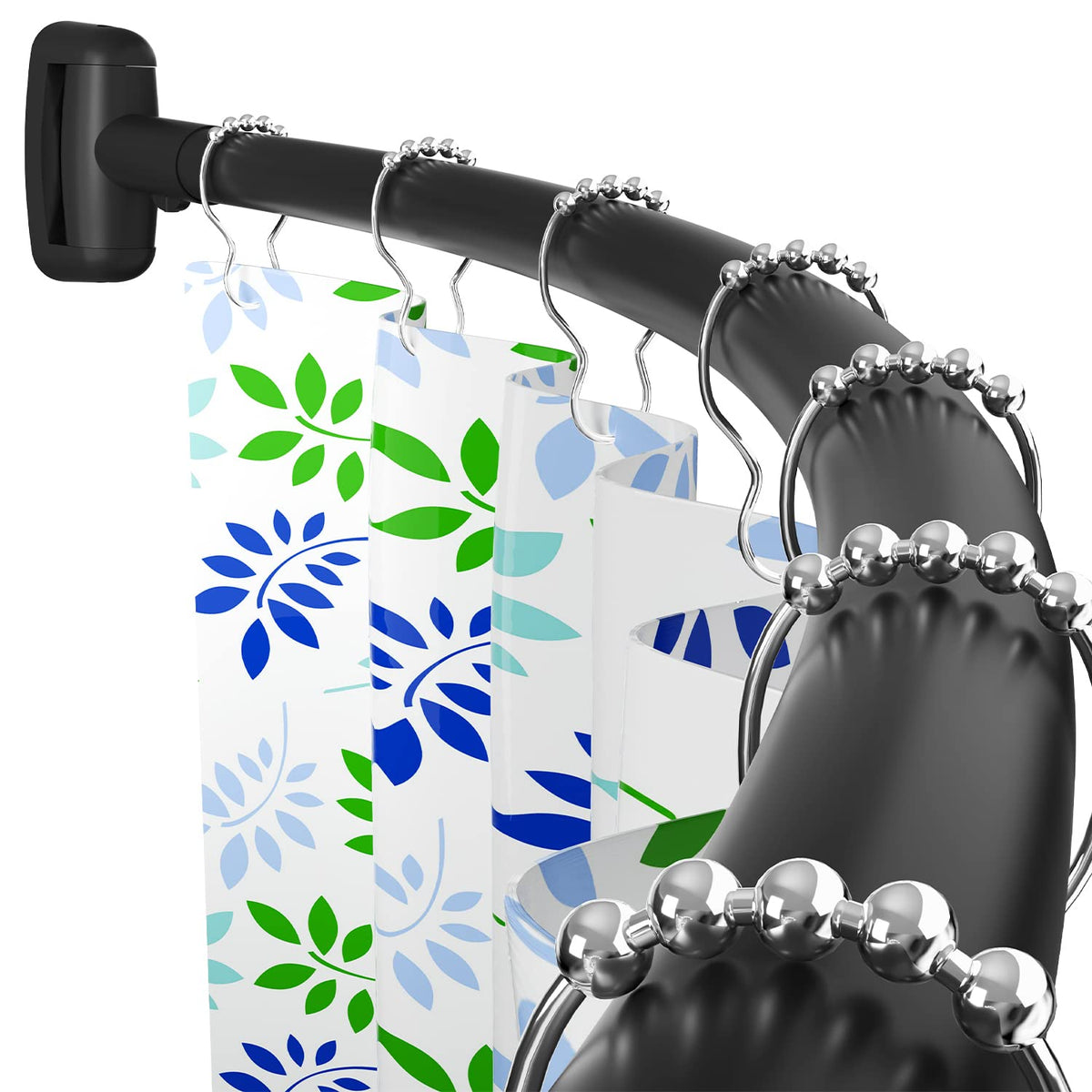 Tlooe curved shower rod 45-72 inch in black finish adds space and style to your bathroom.