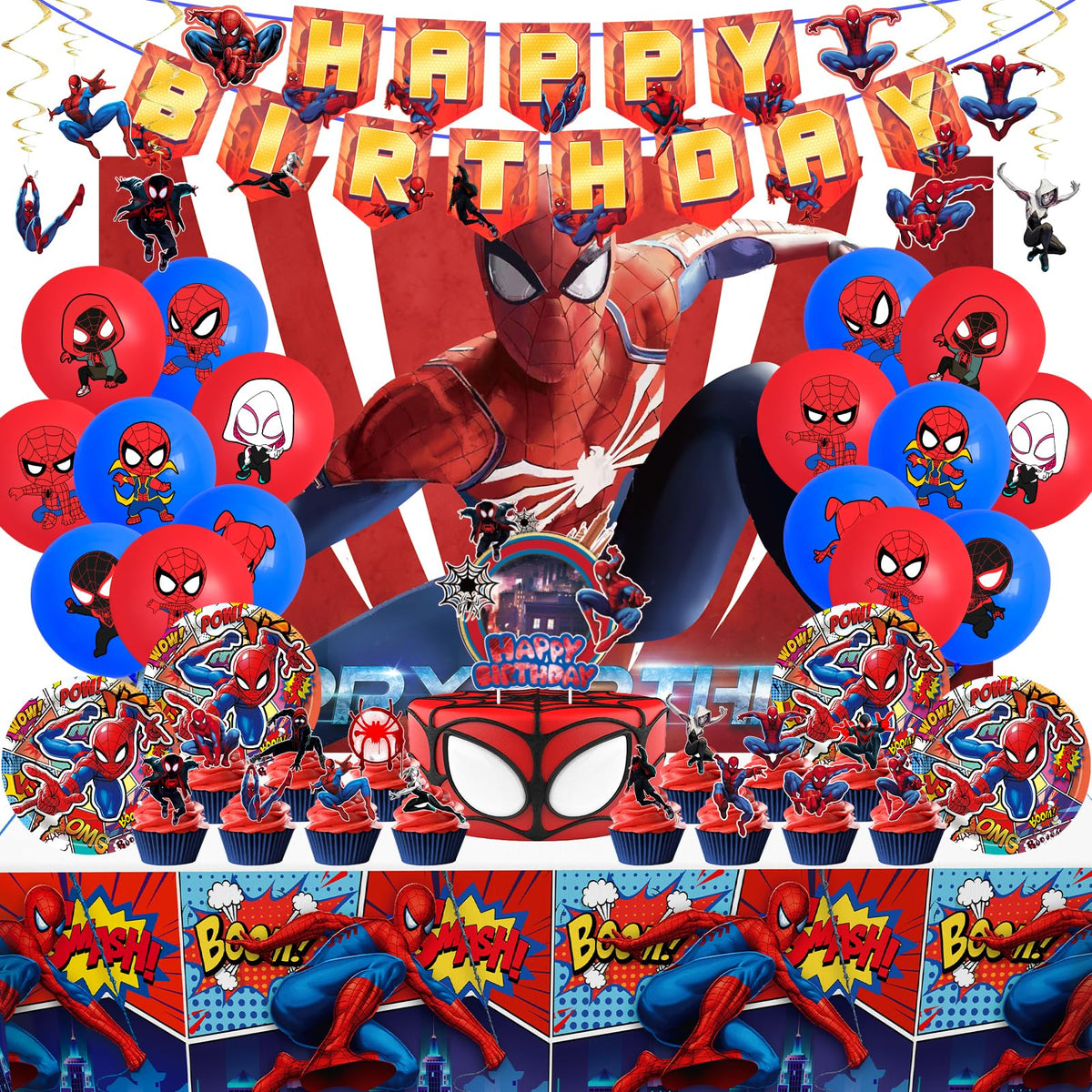 TLTSDWQ spider banner for birthdays, bright decor and photo-ready moments