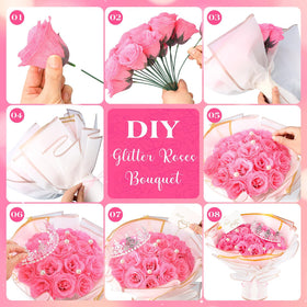 TLY Glitter Roses Bouquet diamond crown adds luxe finishing sparkle