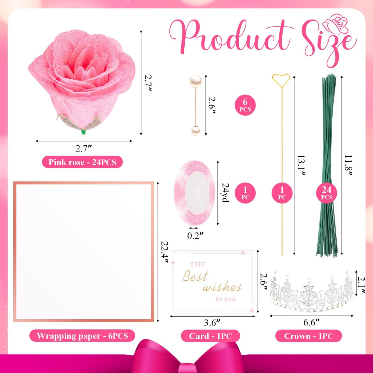 TLY Glitter Roses Bouquet wrapping paper bundle enhances presentation