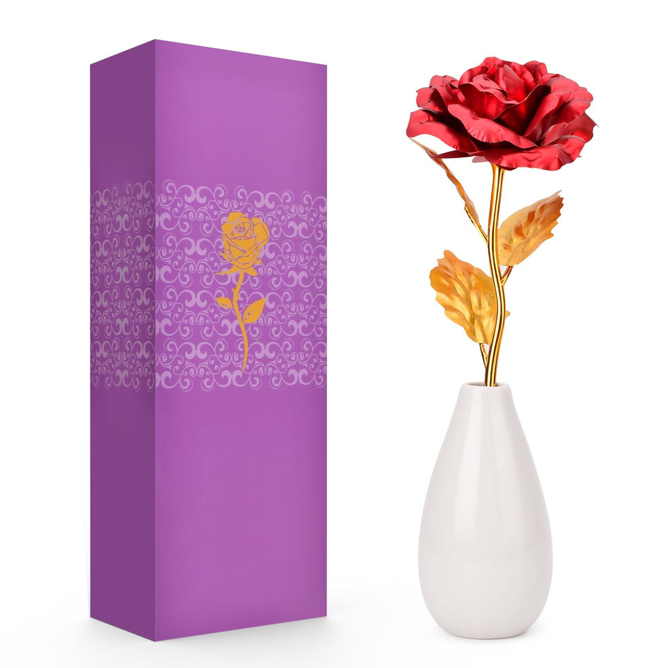 Tmacker artificial rose in gift box with vase included for Mother's Day display