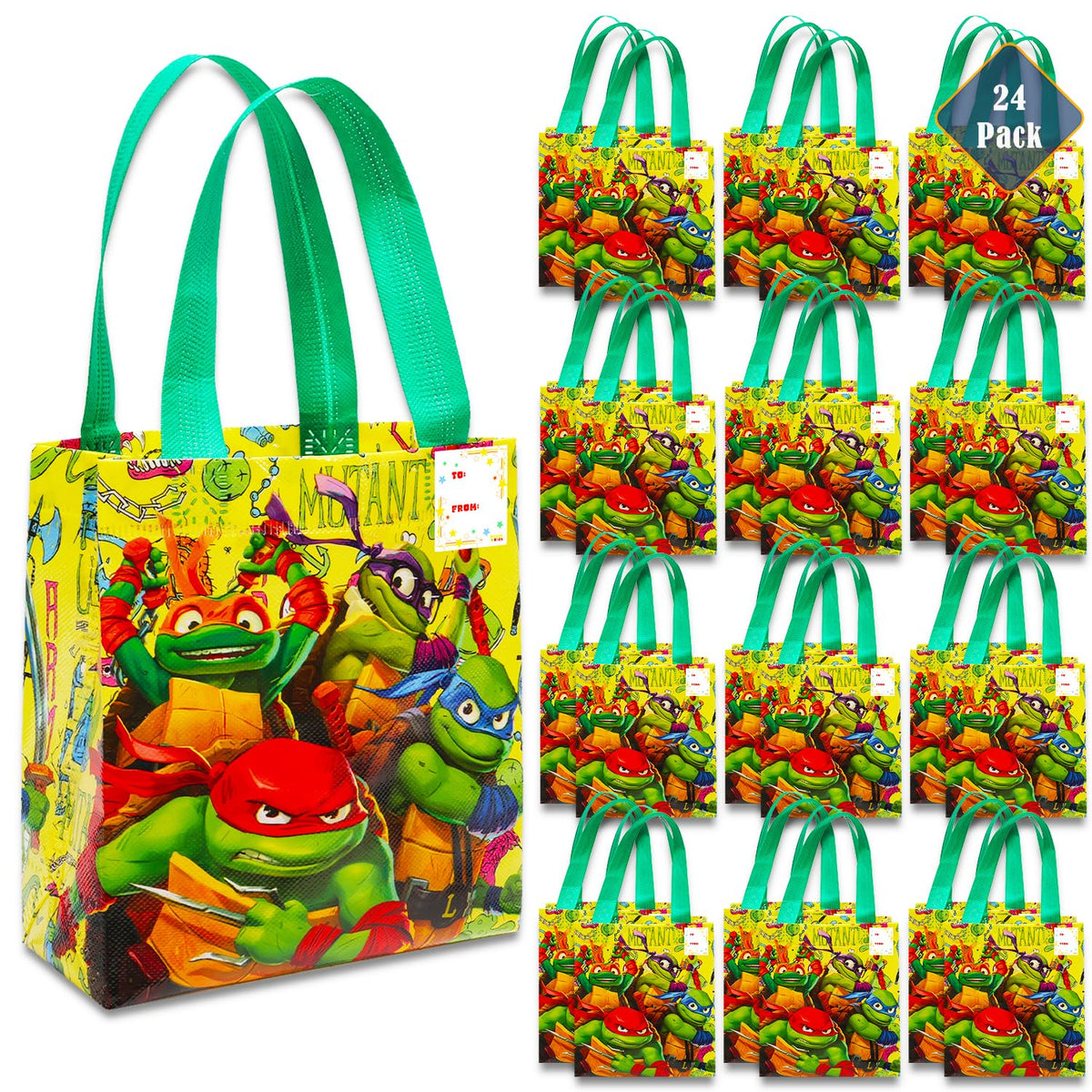 TMNT party favor bags 24-pack, ideal for gift bags and loot bag fillers.