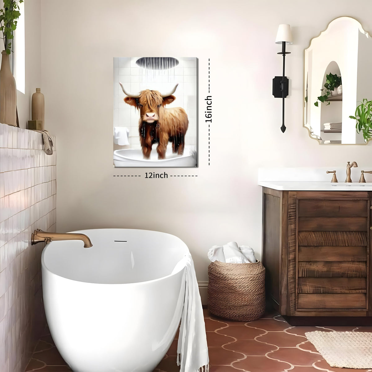 Tmvosn framed cow wall art for bathroom offers ready-to-hang convenience.