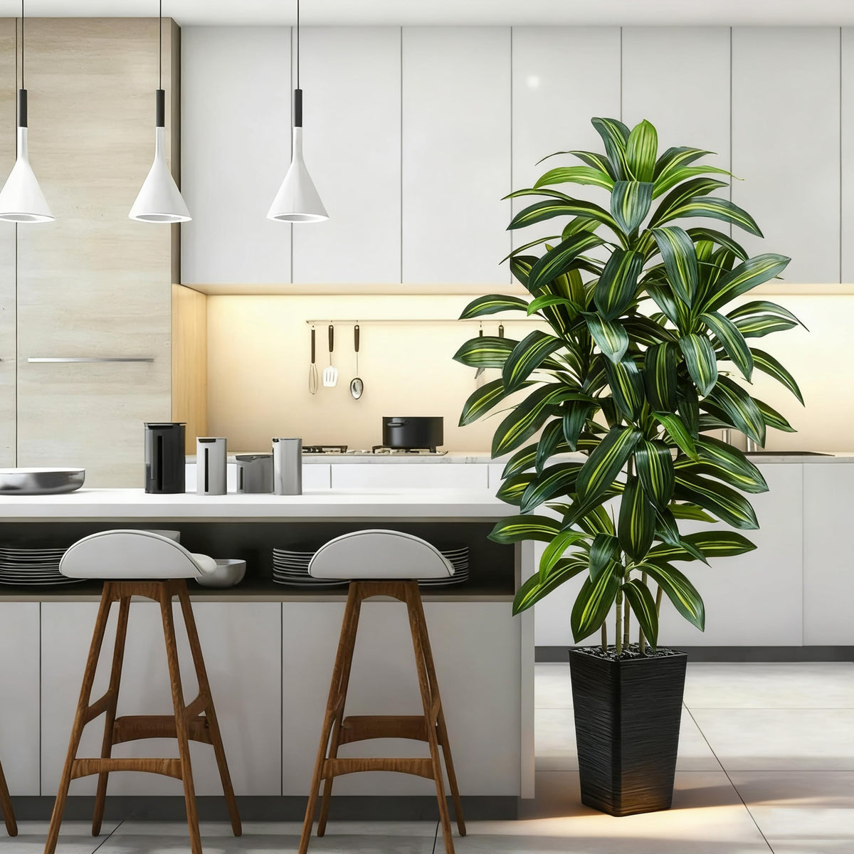 TNGGNT dracaena tree in a bright living room setup for calm ambiance.