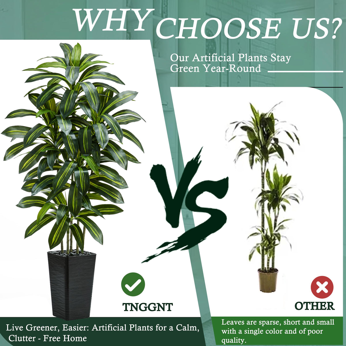 TNGGNT dracaena tree silk leaves offer low maintenance charm.