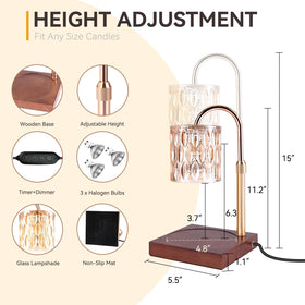 TOACSUCP candle warmer lamp adjustable pole enables fit for different jar sizes.