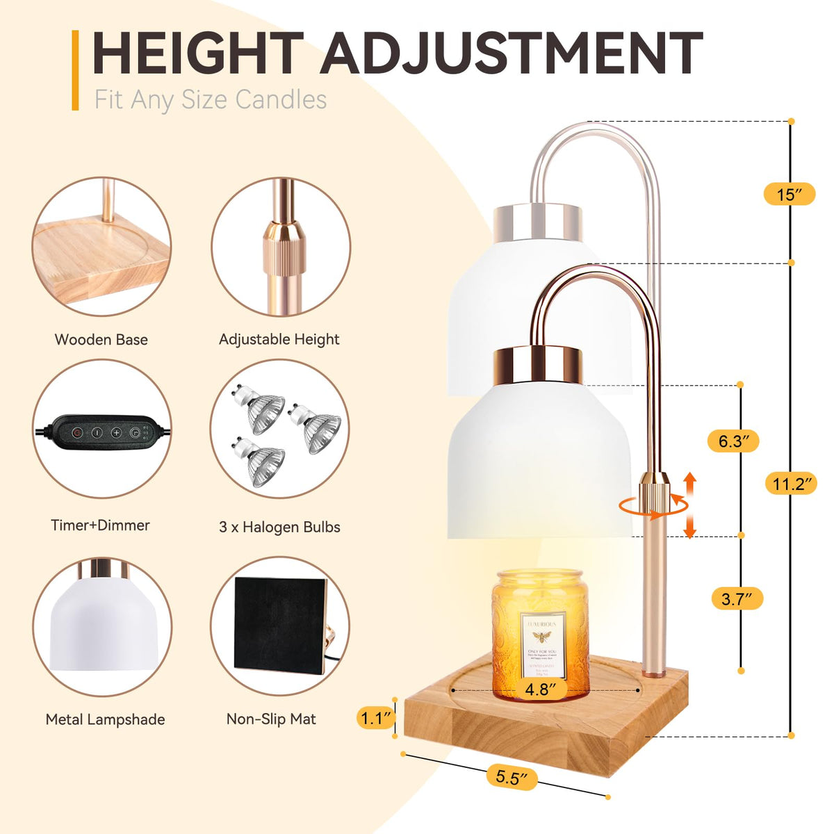 TOACSUCP candle warmer lamp dimmable control shows adjustable brightness for scent control.