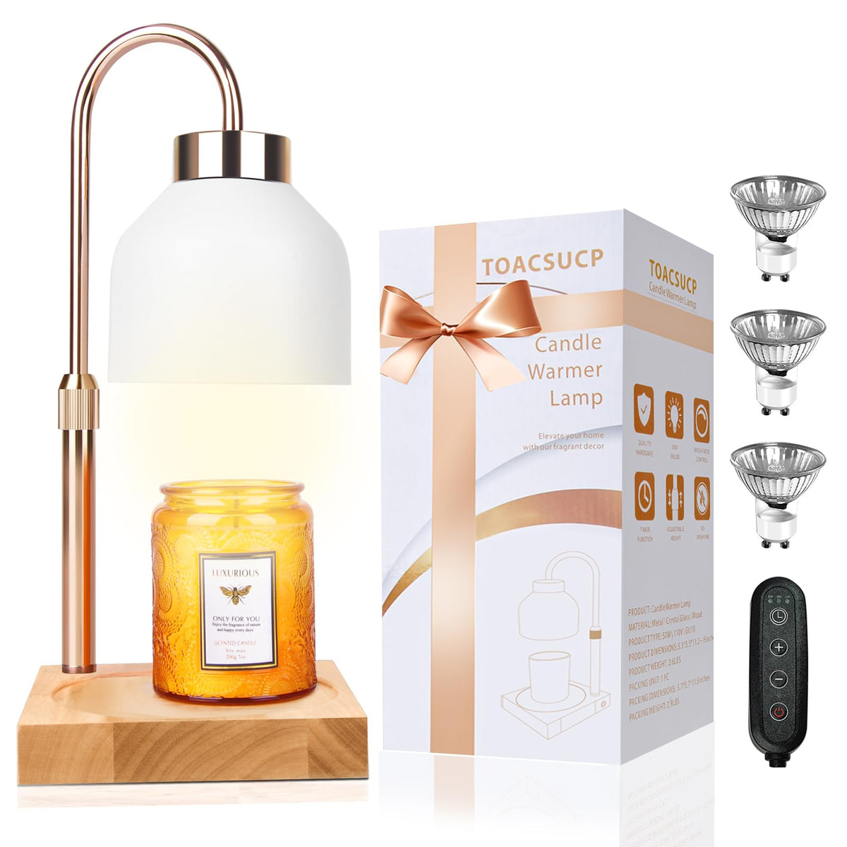 TOACSUCP candle warmer lamp full setup demonstrates flame-free fragrance enjoyment.