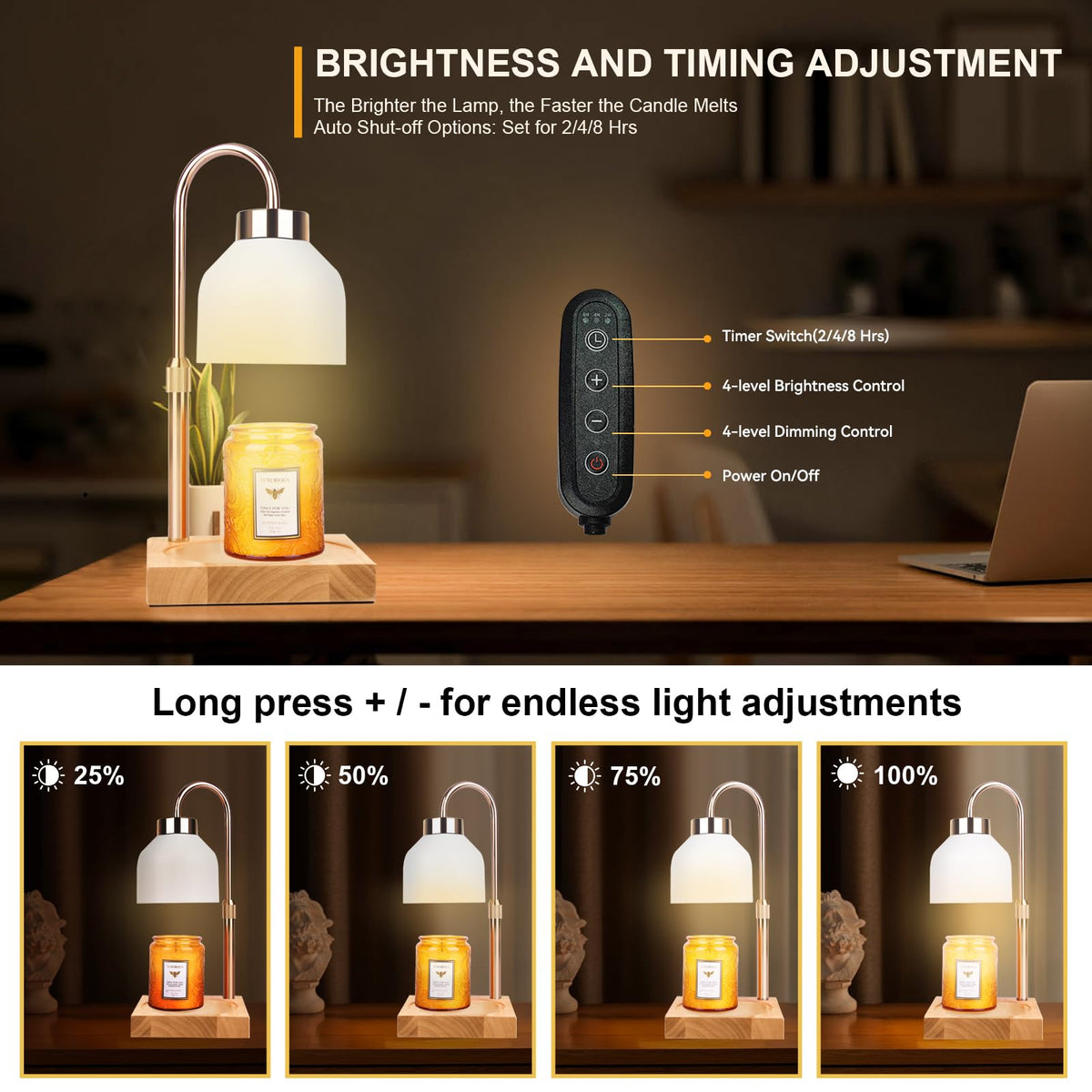 TOACSUCP candle warmer lamp height adjustment fits candles of varying heights.