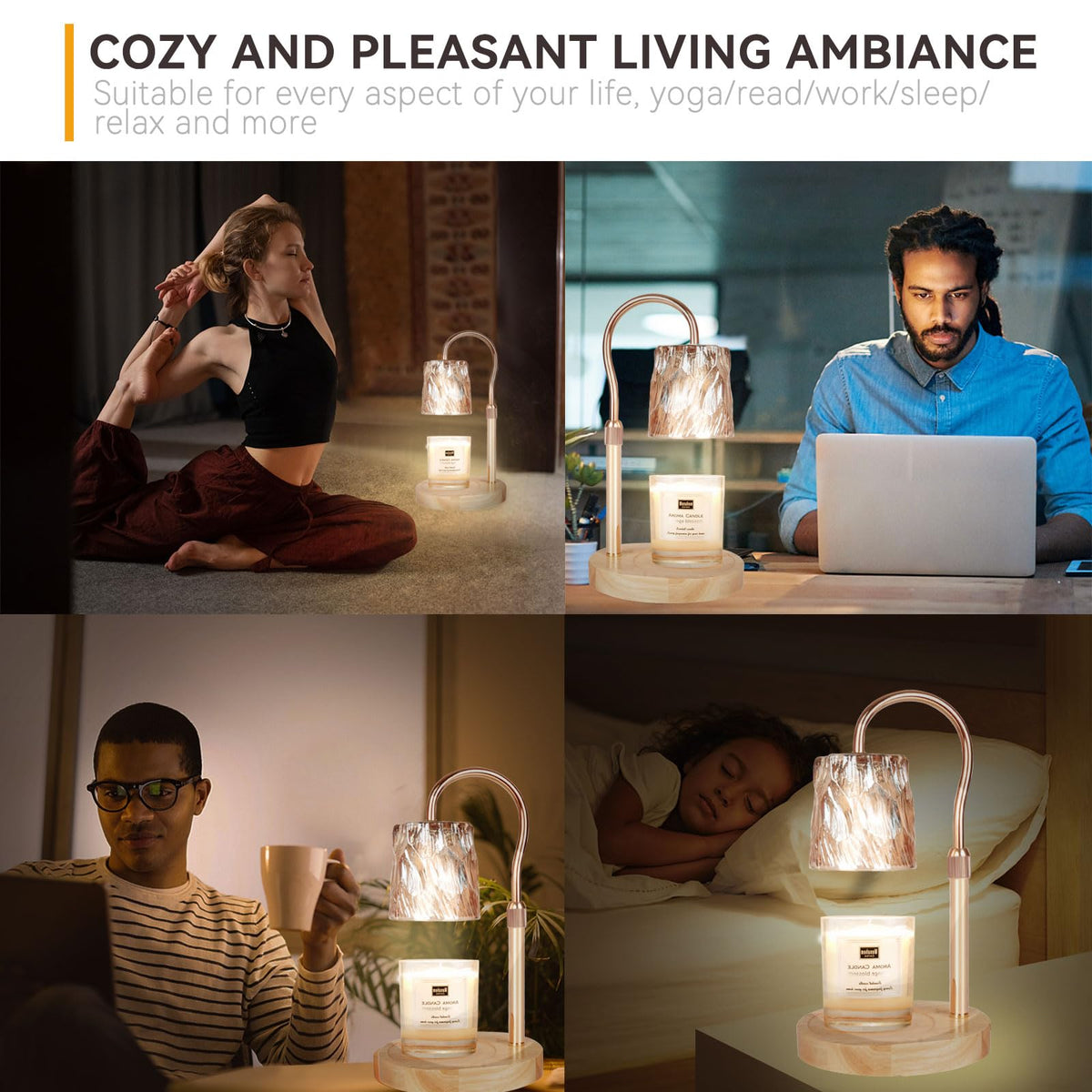 TOACSUCP warmer lamp demonstrates height-adjustable design for all candle sizes