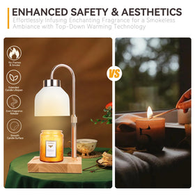 TOACSUCP candle warmer lamp wood base highlights natural, stable foundation.