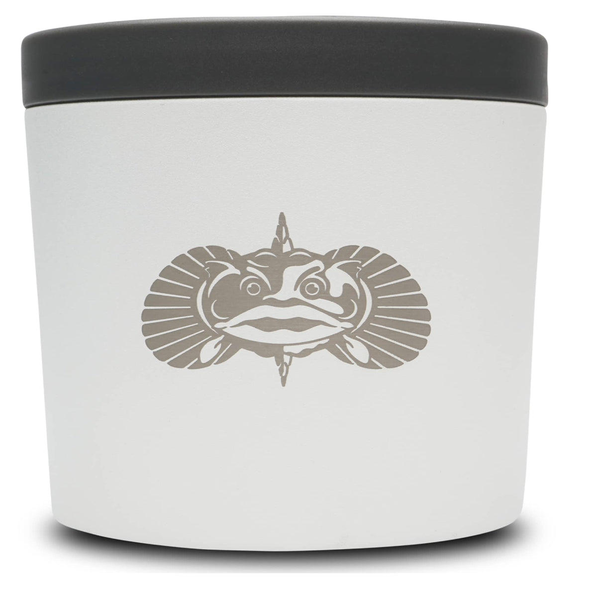 Toadfish Anchor non-tipping cup holder in white mounted on a boat for stable drinks.