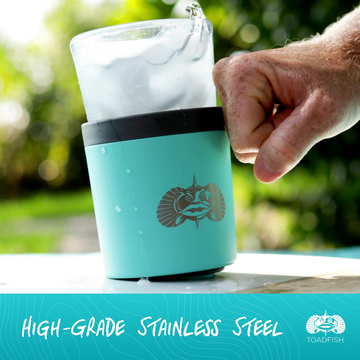 Toadfish SmartGrip cup holder with unidirectional suction stays secure yet easy to lift.