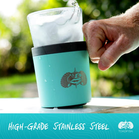 Toadfish SmartGrip cup holder with unidirectional suction stays secure yet easy to lift.