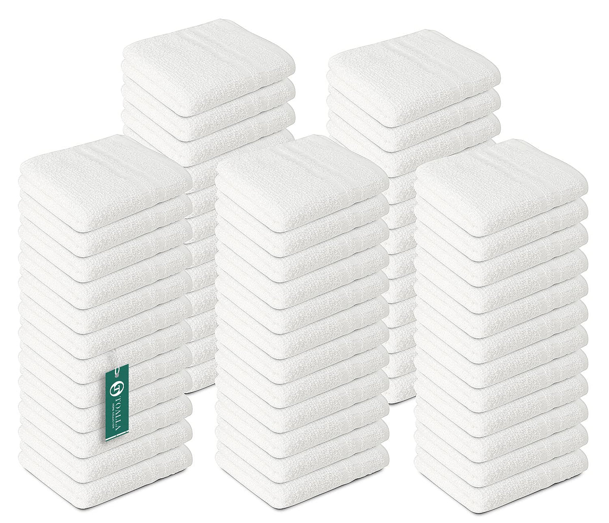TOALLA 60-pack washcloths show soft, absorbent texture for face and body use