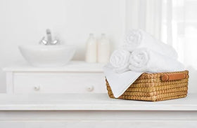 TOALLA pristine white towels with hotel-grade finish for a clean, fresh look.