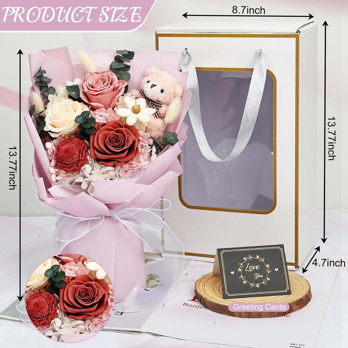 Tobilu Forever Flowers bear gift box elegant presentation ready to gift