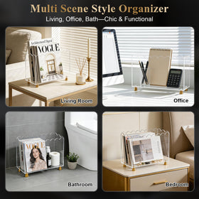Tocemei slim holder fits desks and shelves without bulk.