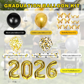 TOCGAID black and gold balloon garland adds elegant flair.