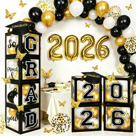 TOCGAID four graduation boxes create a stylish backdrop for photos.