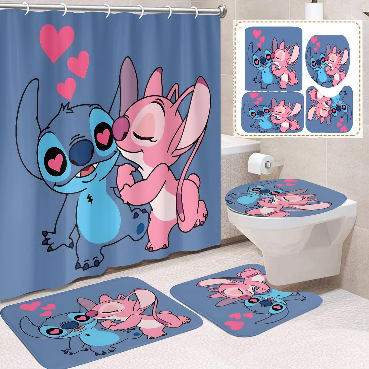TOCKFIT Stitch 002 shower curtain adds bold HD pattern for vibrant bathroom style.