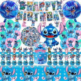 TOCKFIT Stitch banner enhances the birthday party theme with bright, cohesive visuals.