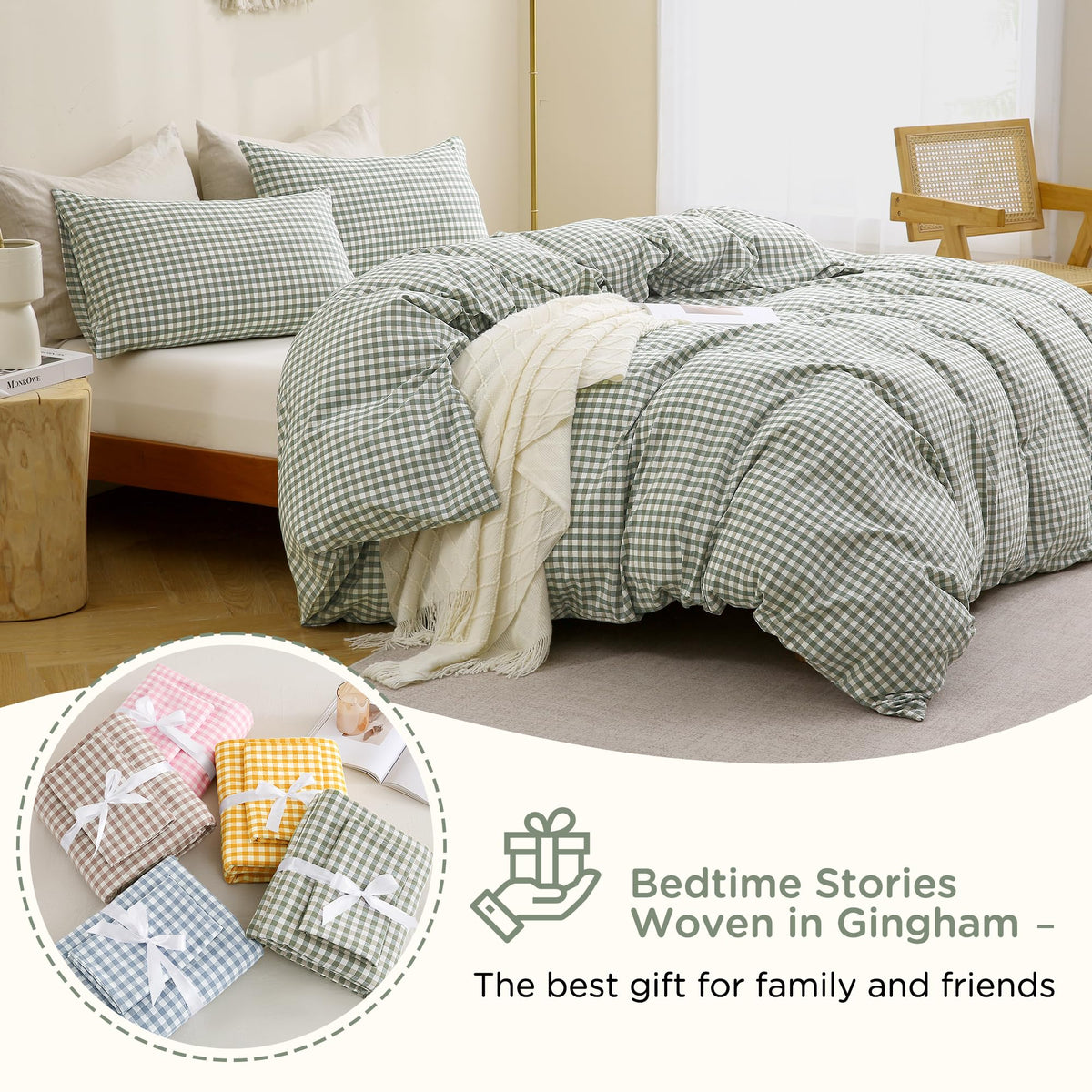 Eight corner ties secure TOCOMOA duvet in place for no-shift comfort