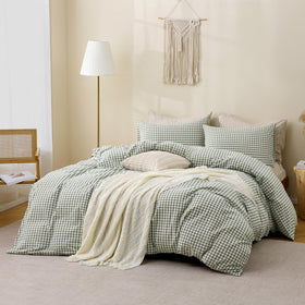 TOCOMOA green gingham pillowcases matching set for cohesive look