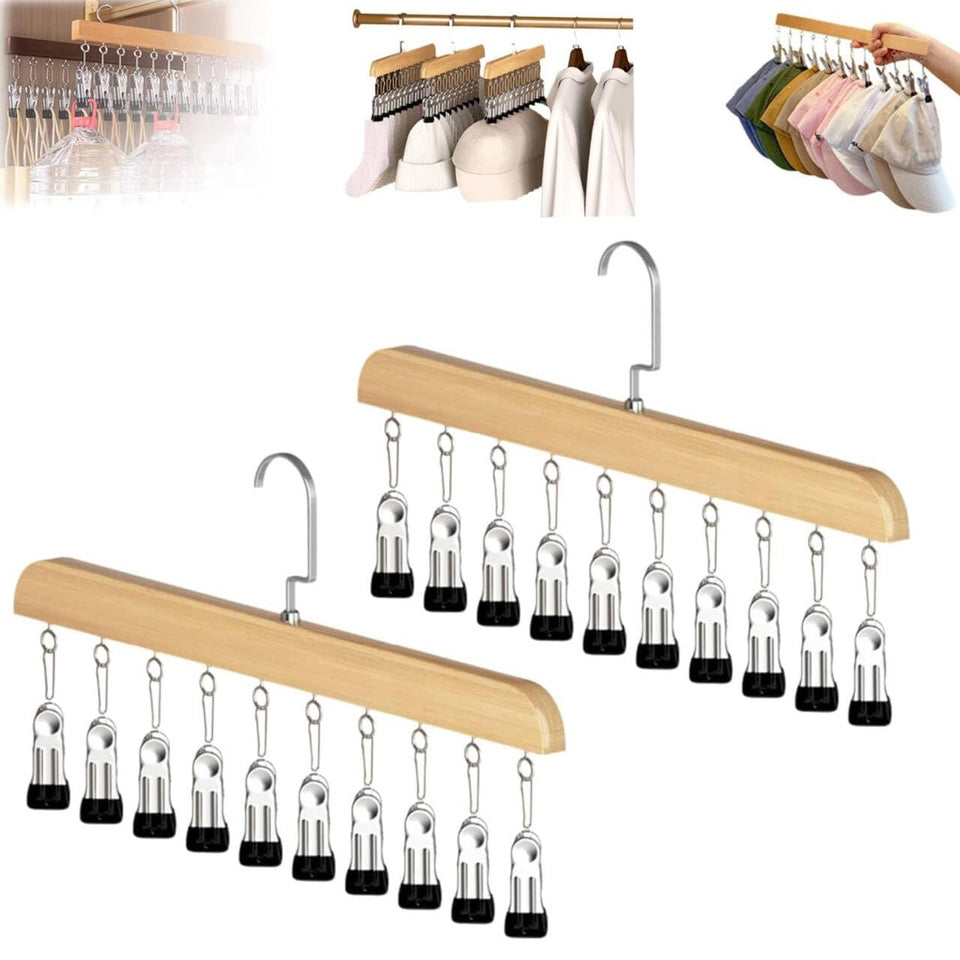 Tocualvoss closet organizer with 10 clips expands storage in small wardrobes.
