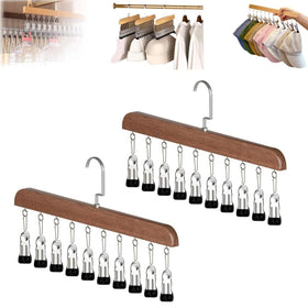 Tocualvoss closet organizer with 10 clips saves space in small closets.