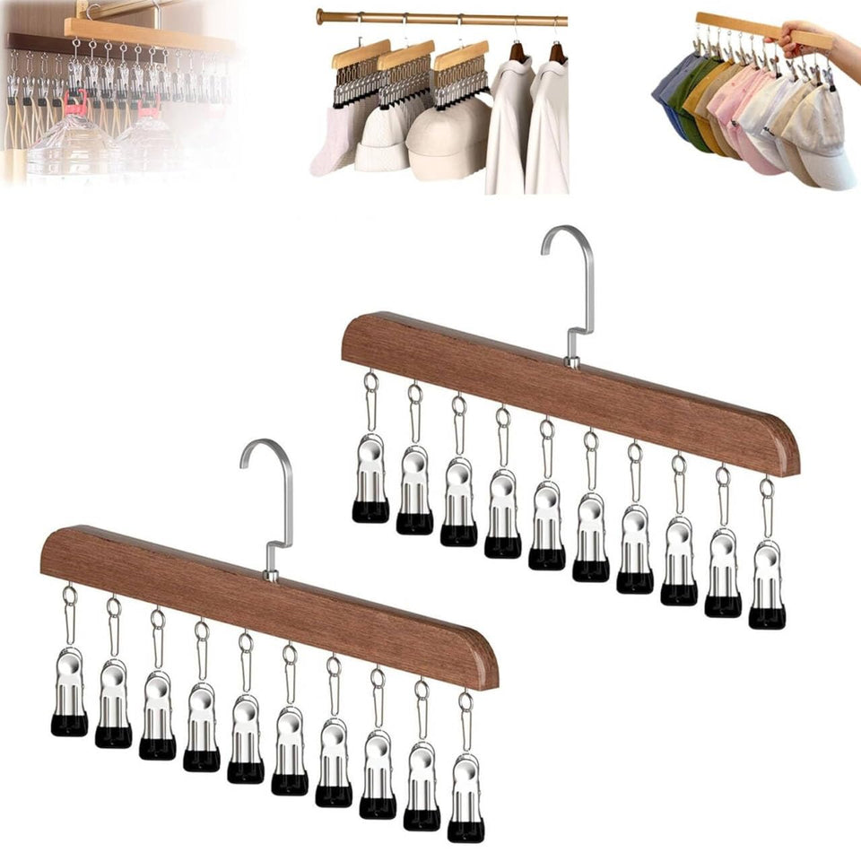 Tocualvoss closet organizer with 10 clips saves space in small closets.