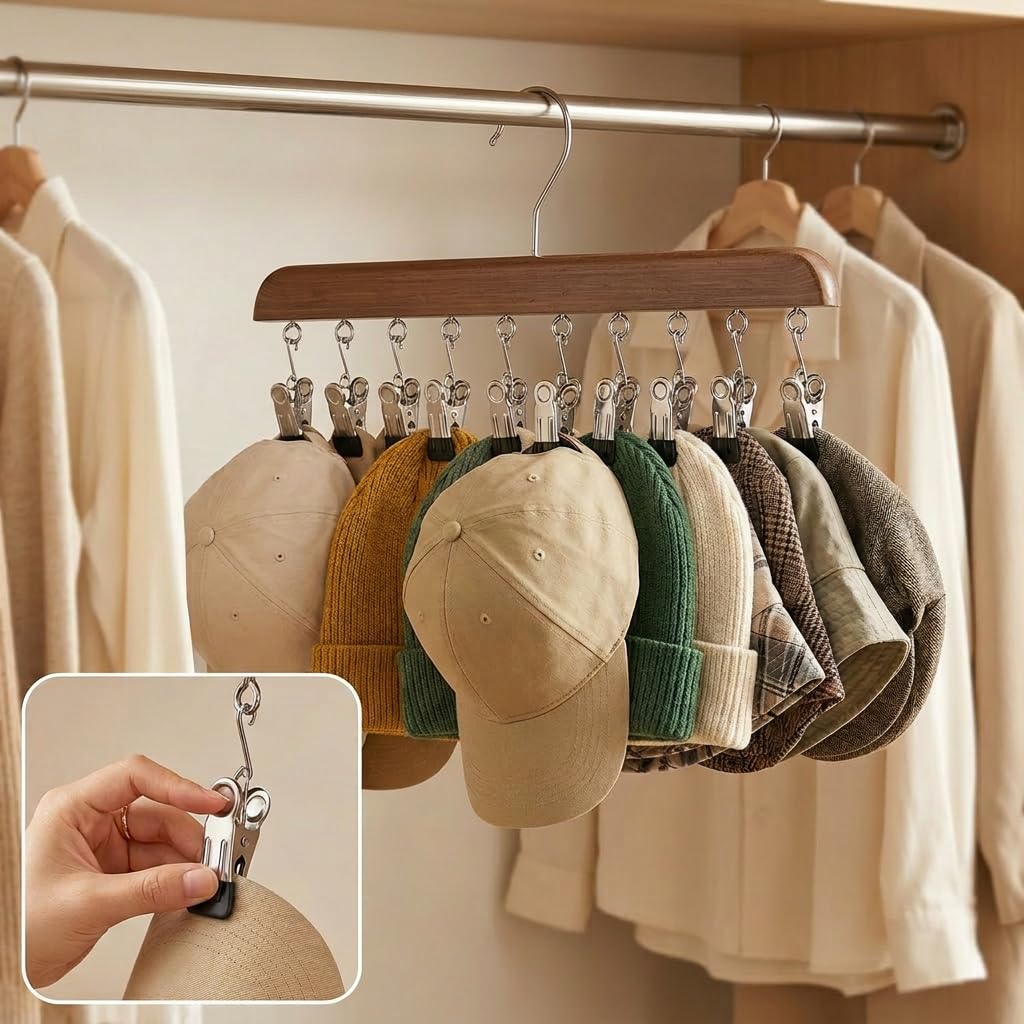 Tocualvoss compact wardrobe storage helps maximize rod space.