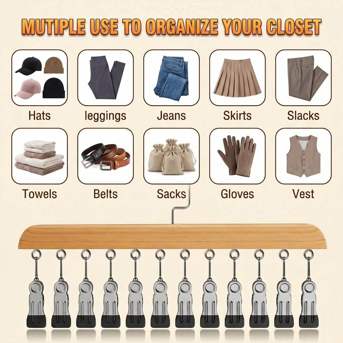 Tocualvoss space-saving hanging closet organizer 2-pack maximizes wardrobe capacity.