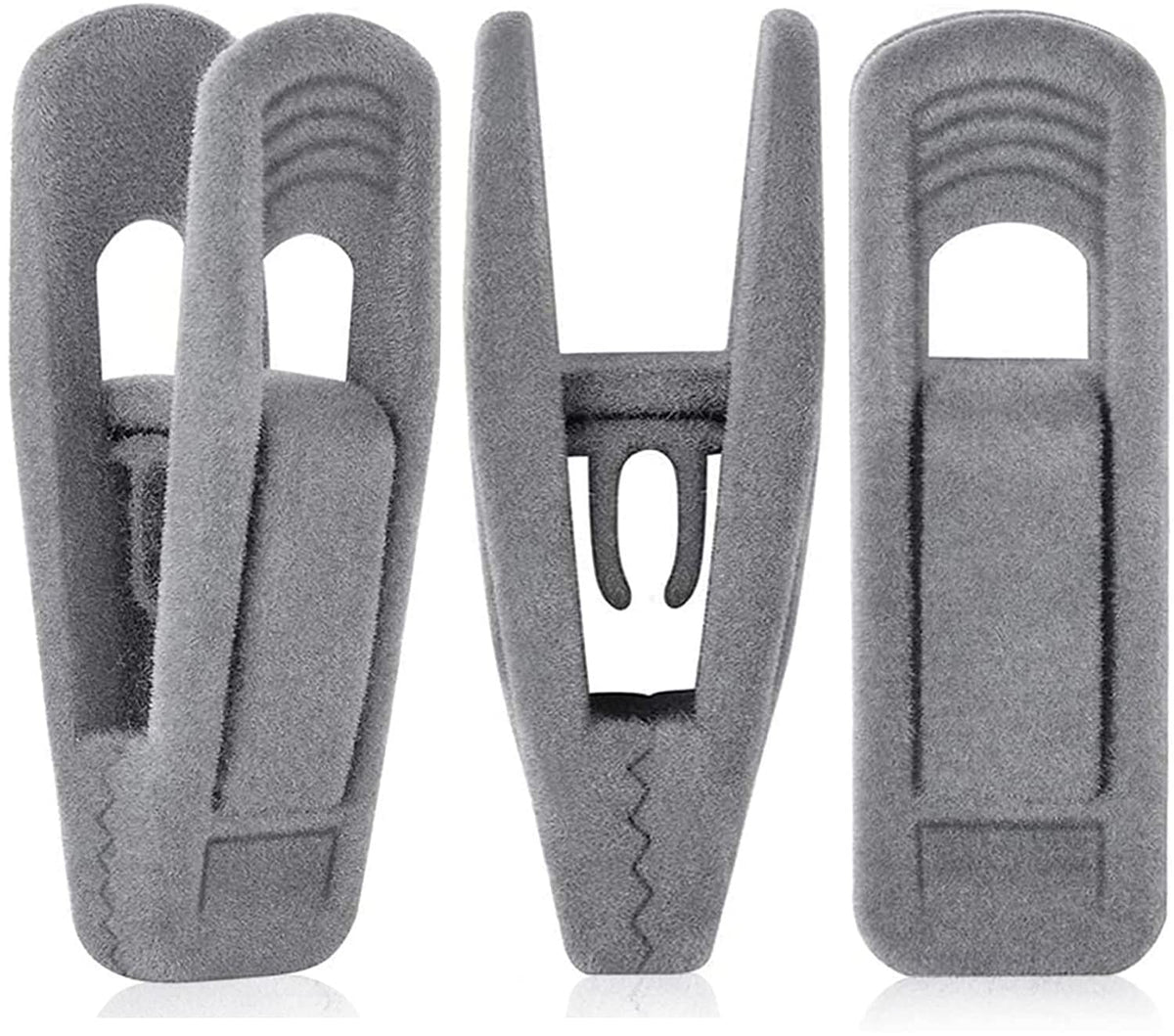 TOFIIGREM grey velvet hanger clips secure garments on velvet hangers for organized closets