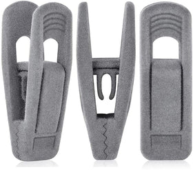 TOFIIGREM grey velvet hanger clips secure garments on velvet hangers for organized closets