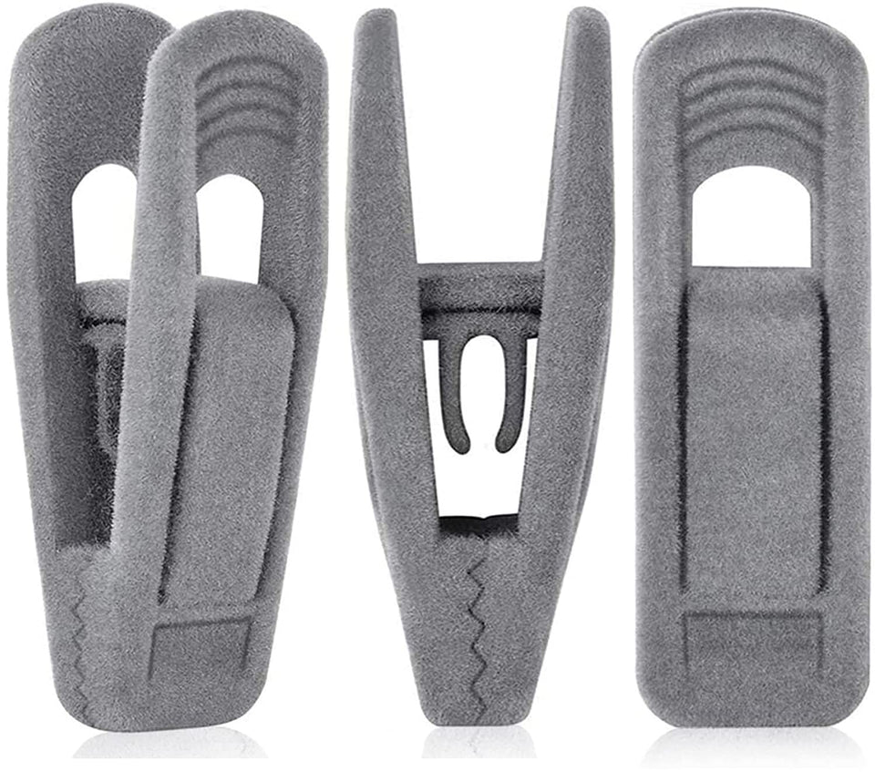 TOFIIGREM grey velvet hanger clips secure garments on velvet hangers for organized closets