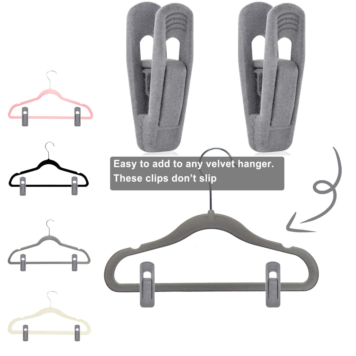 TOFIIGREM clips organize a closet while protecting velvet hangers