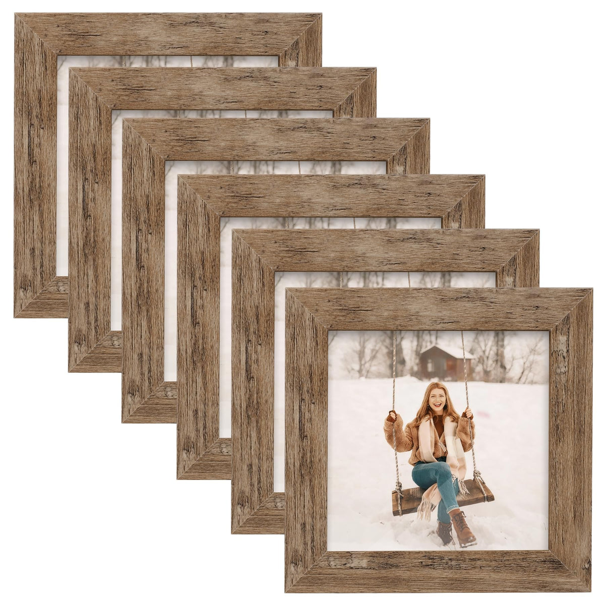 TOFOREVO 4x4 rustic wood grain frame front view for gallery-ready displays