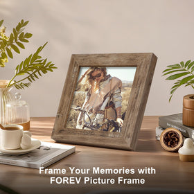 TOFOREVO 4x4 rustic wood grain frame tabletop display showcases versatility