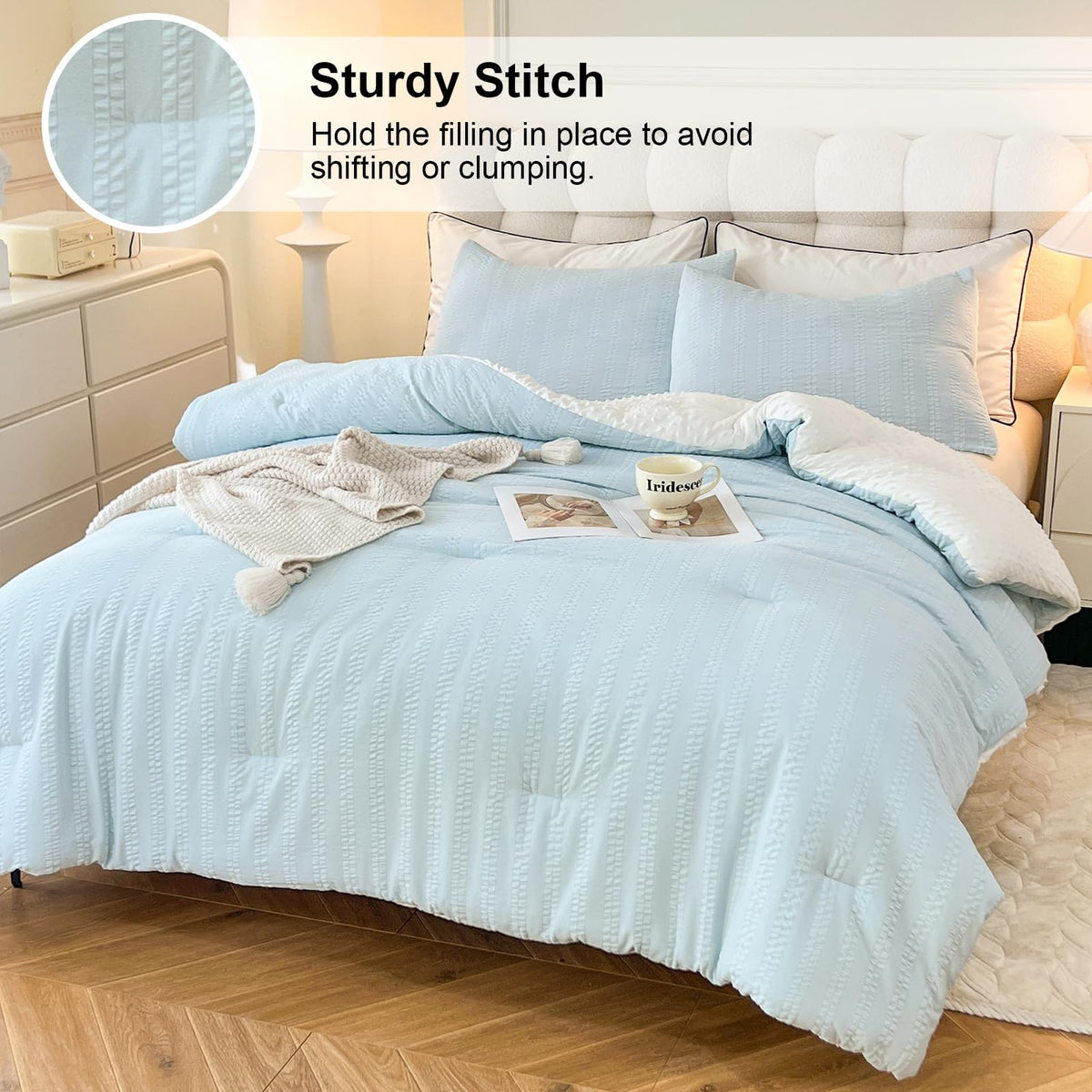 tohrisa boho comforter set queen 3D knitted texture adds cozy depth
