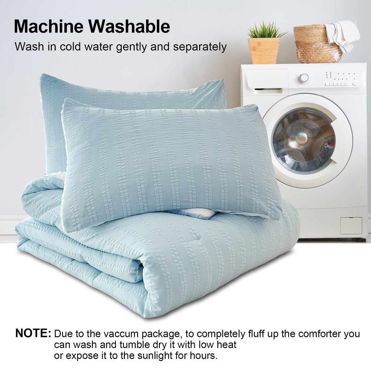 Tohrisa machine-washable bedding demonstrates easy care and convenience