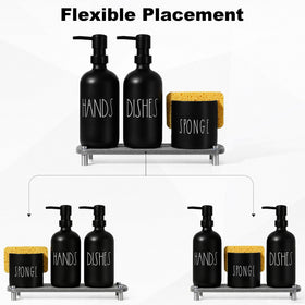 TOLDATLI black glass dispensers show a modern kitchen aesthetic.
