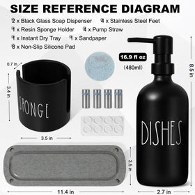 TOLDATLI hand soap dispenser pump in sleek black glass for durable daily use.
