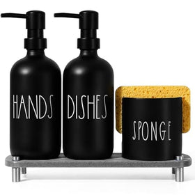 TOLDATLI kitchen soap dispenser set with tray and pumps for organized countertops.