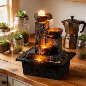 Tolevoit night-light fountain provides soothing illumination for evenings.